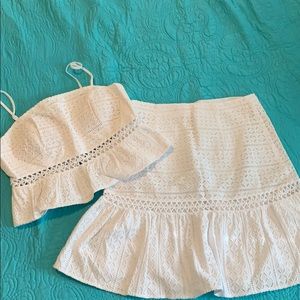 Lily Pulitzer size 6 eyelet peplum top and skirt